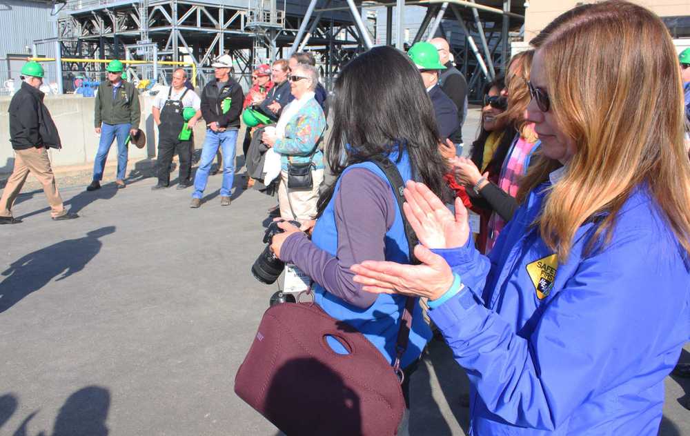 Photo by Kelly Sullivan/ Peninsula Clarion Over forty community members, HEA employees and industry workers turned out for the dedication of the new Nikiski Combined Cycle Facility, Thursday, May 5, in Nikiski.