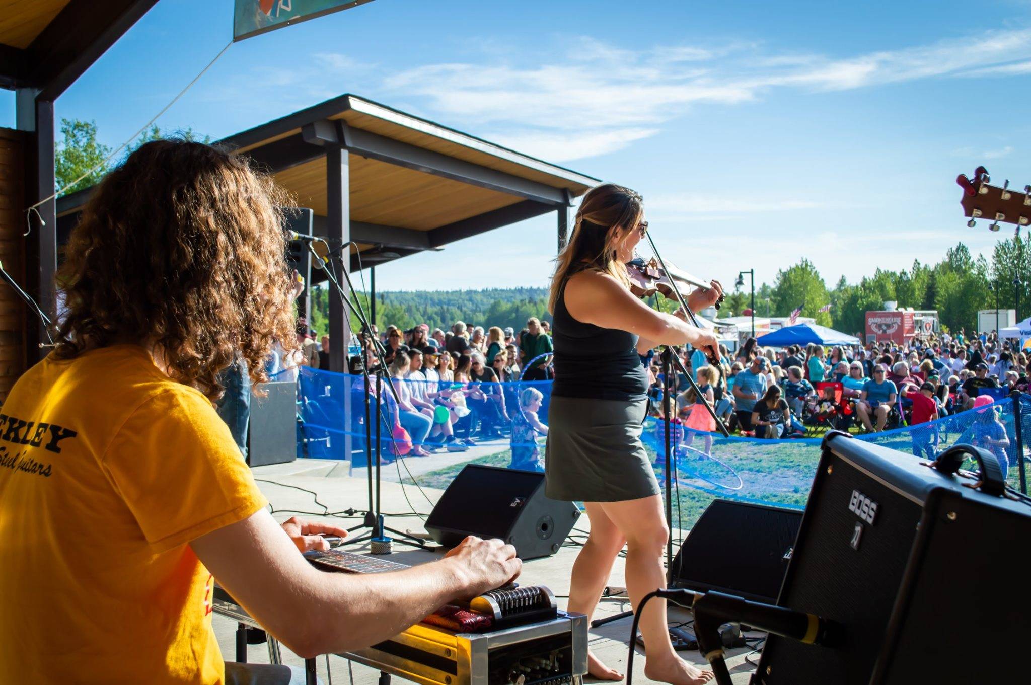 Blackwater Railroad Company performs at Soldotna Creek Park as part of the Levitt AMP Soldotna Music Series in Soldotna, Alaska on June 5, 2019. (Photo courtesy of Soldotna Chamber of Commerce)