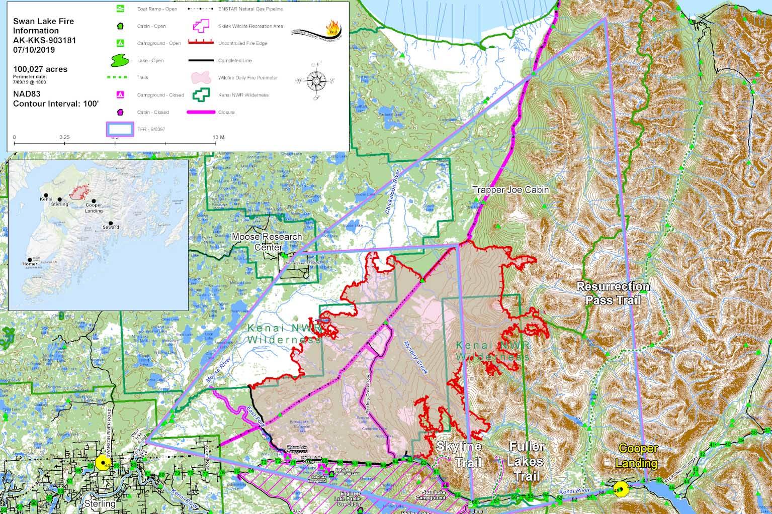 Northwest 13 Incident Management Team                                 A map of the Swan Lake Fire as of Wednesday.