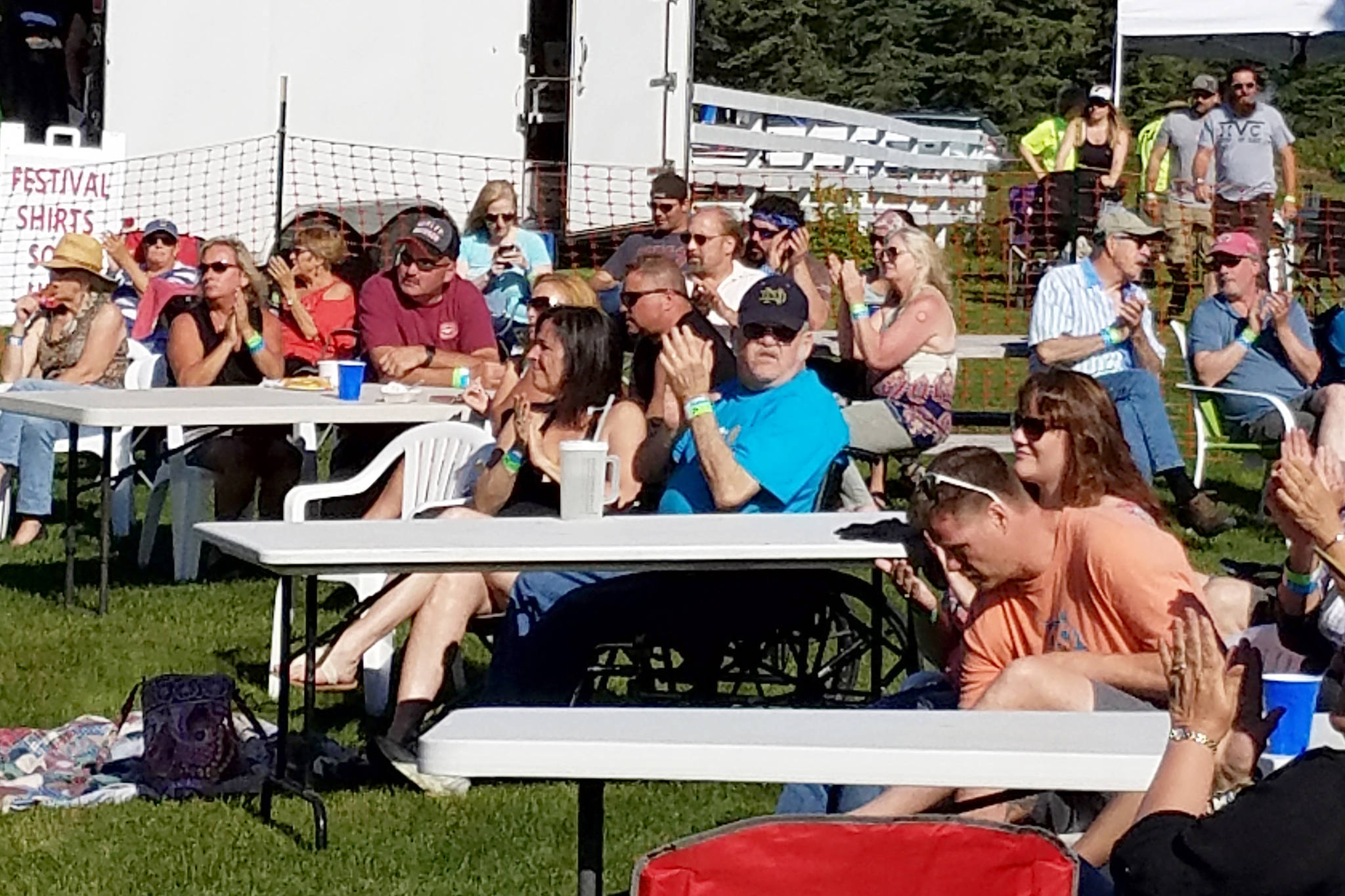 A group of concertgoers enjoy the music at the 2018 Rock’n the Ranch at the Rusty Ravin music festival in Kenai. (Photo provided by Valerie Anderson)