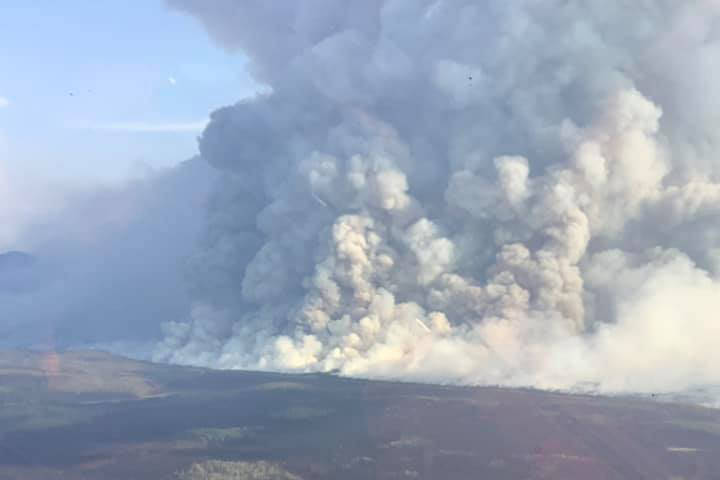 Photo courtesy Alaska Wildland Fire Information                                The Swan Lake Fire can be seen from above Aug. 26 on Kenai Peninsula.