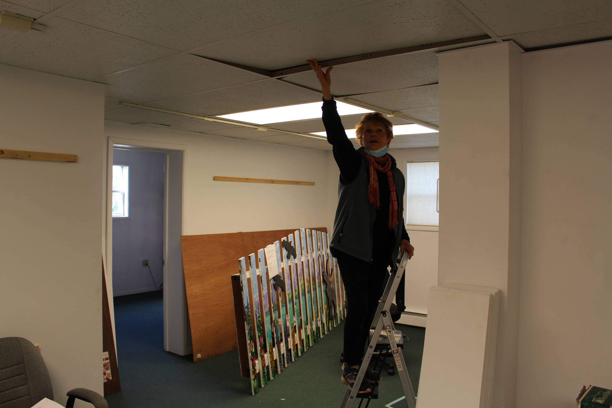 Marion Nelson, vice president of the Peninsula Art Guild, explains some of the renovations that will be taking place at the Kenai Fine Art Center on Sept. 1, 2020. (Photo by Brian Mazurek/Peninsula Clarion)