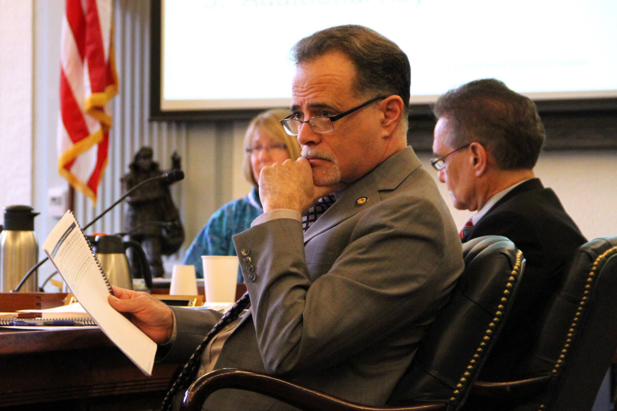 Sen. Peter Micciche (R-Soldotna) listens to testimony in Juneau, Alaska in this undated photo. (Photo courtesy of Peter Micciche)