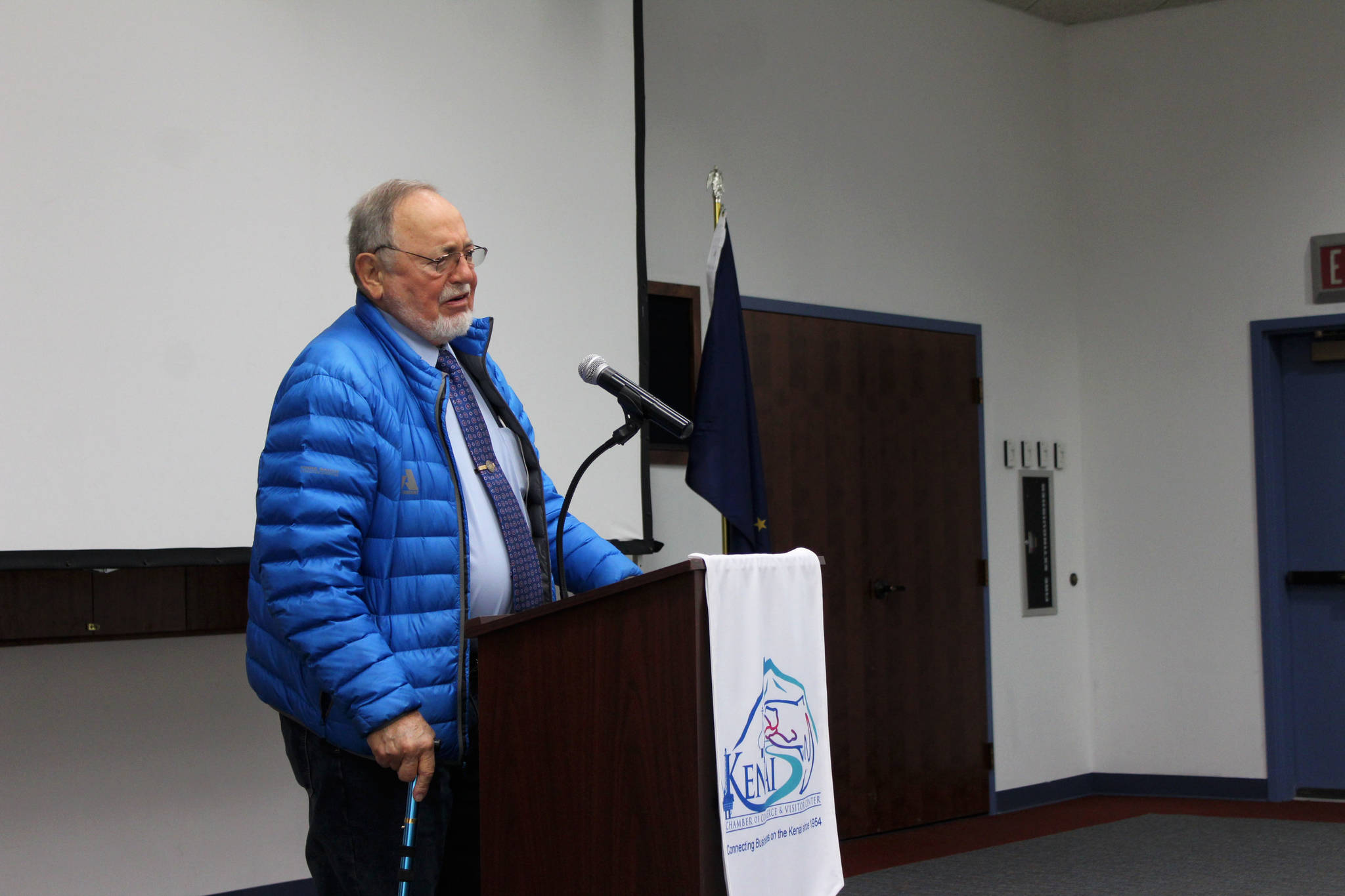 U.S. Rep. Don Young addresses a joint chamber luncheon at the Kenai Chamber of Commerce and Visitor Center on Friday, April 9, 2021 in Kenai, Alaska. (Ashlyn O’Hara/Peninsula Clarion)