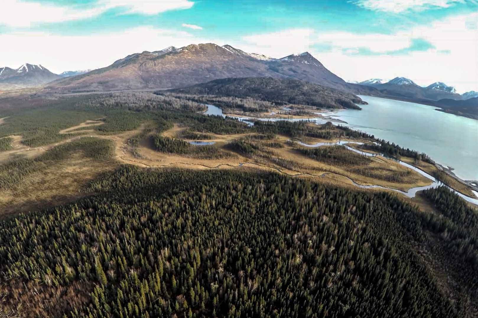 The beauty and expansiveness of the Kenai National Wildlife Refuge seen from an unmanned aircraft in the upper Kenai River and Skilak Lake. (Photo by Mark Laker, USFWS)