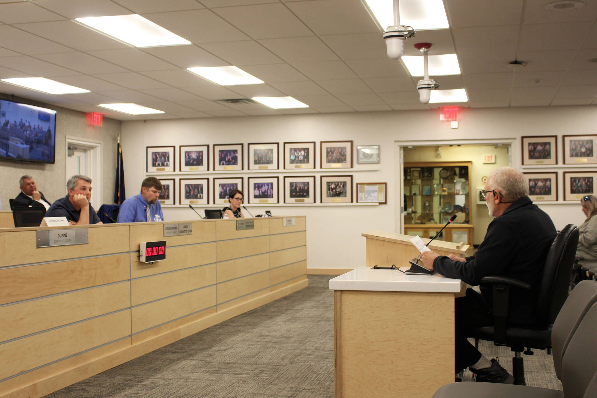 Ray Southwell testifies before the Kenai Peninsula Borough Assembly in support of legislation opposing government-mandated vaccines on Tuesday, Sept. 7, 2021 at the George A. Navarre Admin Building in Soldotna, Alaska. (Ashlyn O’Hara/Peninsula Clarion)