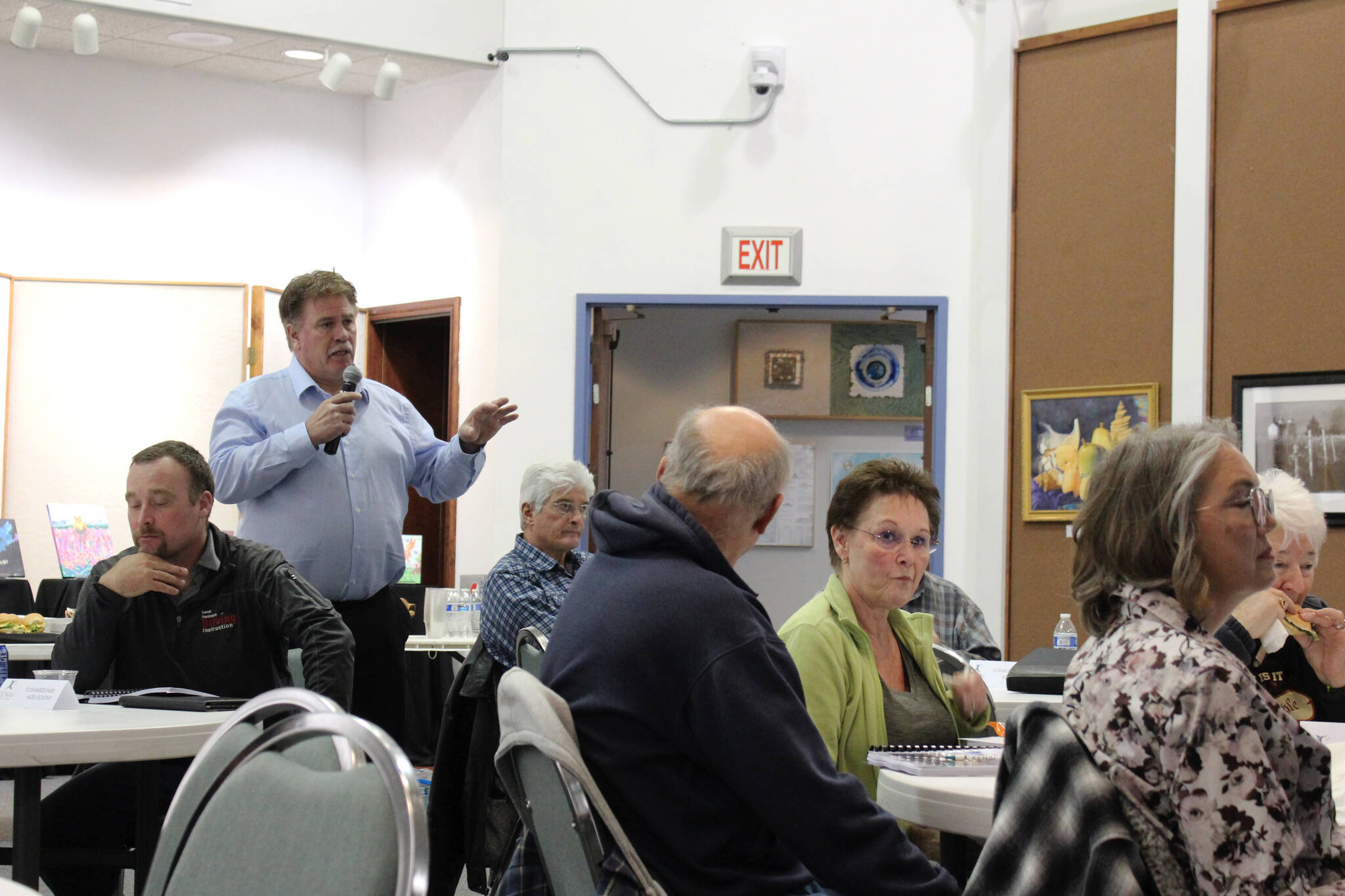 Kenai Mayor Brian Gabriel speaks at a joint work session at the Kenai Chamber of Commerce and Visitor Center on Monday, Oct. 11, 2021 in Kenai, Alaska. (Ashlyn O’Hara/Peninsula Clarion)