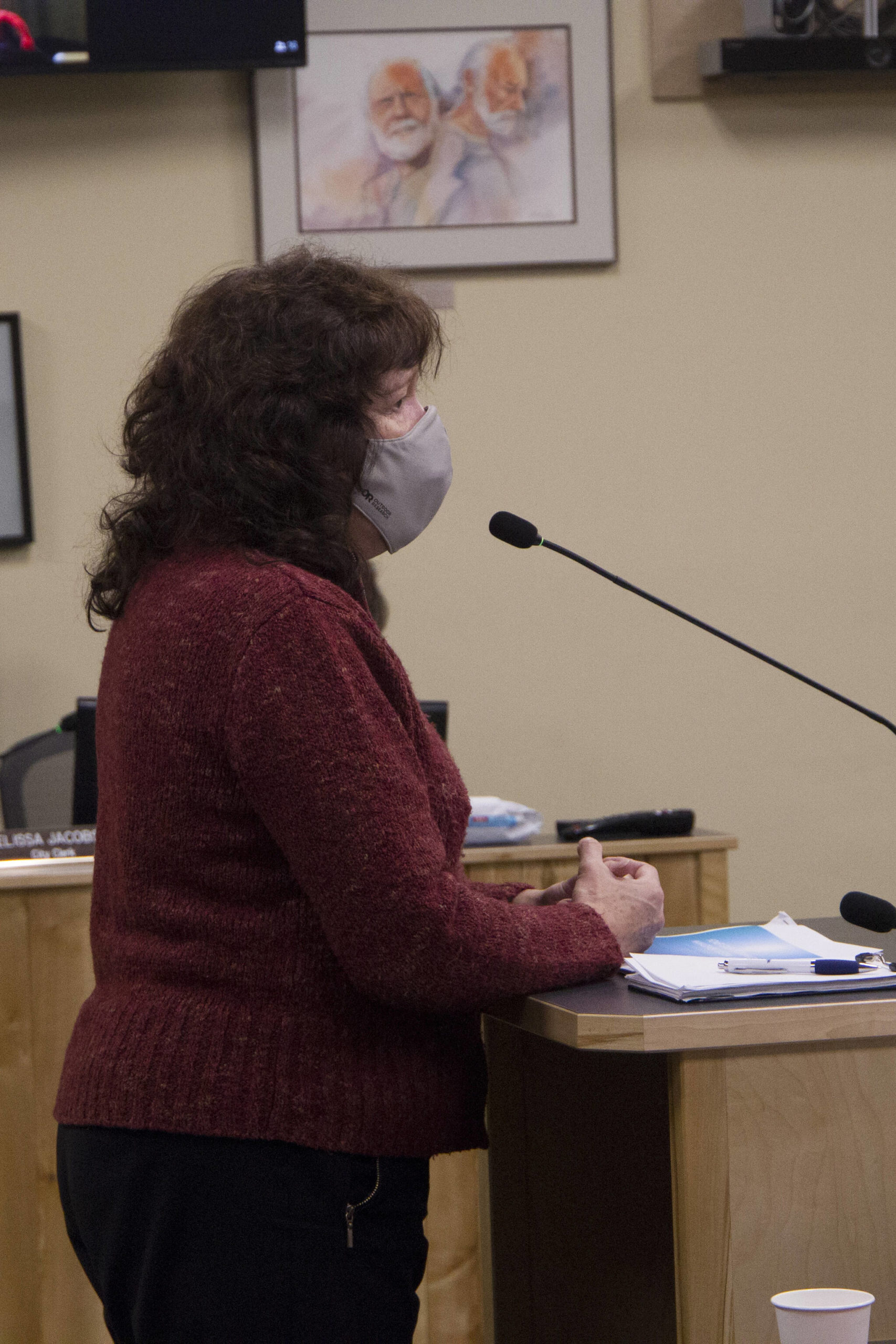 Jan Keiser, Public Works Department director, discuesses the Homer Green Infrastructure Management System at the Homer City Council worksession on Jan. 10, 2022. (Photo by Sarah Knapp/Homer News)