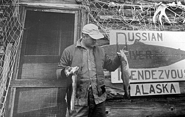 This Rip Rider photos shows a successful fisherman posing in front of the Russian River Rendezvous in the mid-1950s. (Photo courtesy of the Mona Painter Collection)