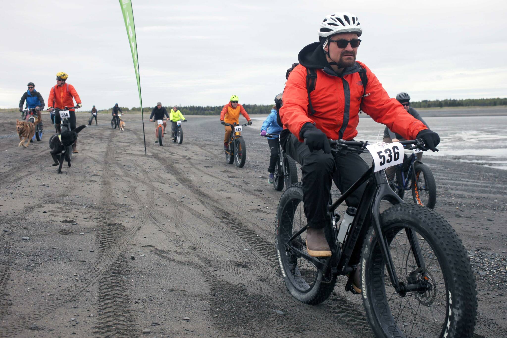 Ben Wishnek rides the Mouth to Mouth Wild Run and Ride on Monday, May 27, 2024, on the beach between the mouths of the Kasilof and Kenai rivers in Alaska. (Photo provided by Inletkeeper)