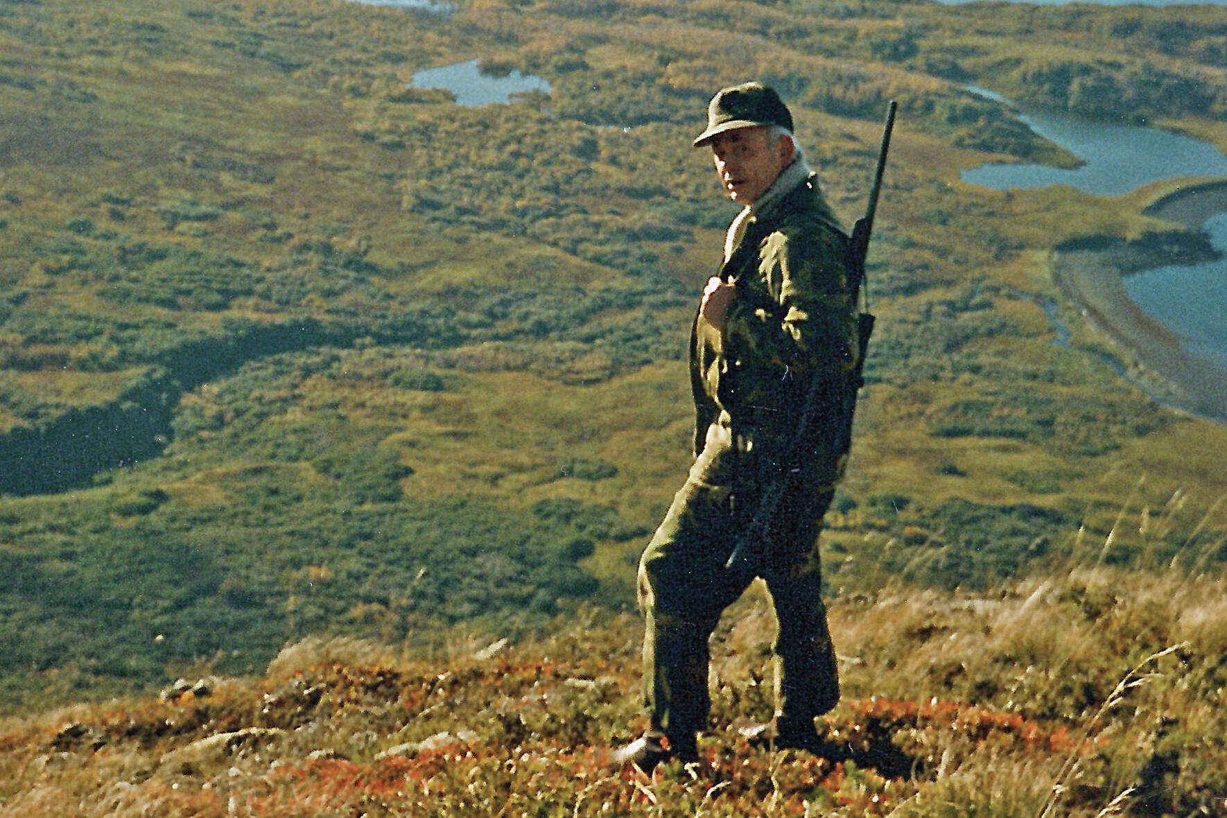 Calvin Fair, in his element, on Buck Mountain, above Chief Cove on Kodiak Island, in October 1986. His hunting partner and longtime friend Will Troyer captured this image while they were on one of the duo’s annual deer-hunting trips. (Photo courtesy of the Fair Family Collection)