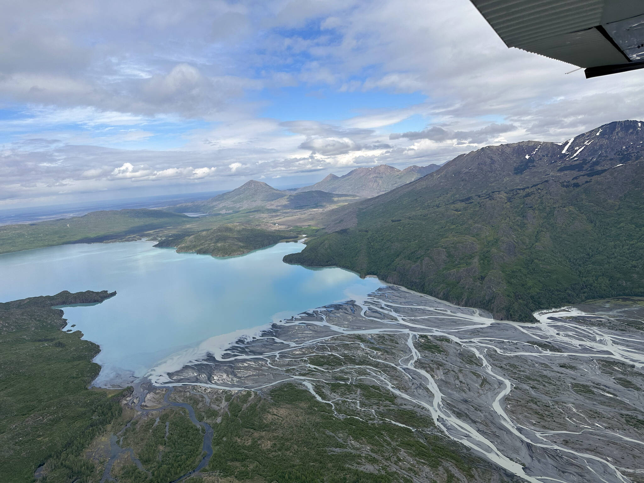 Braided flood plain into Skilak Lake. (Photo by Jackie Morton/USFWS)