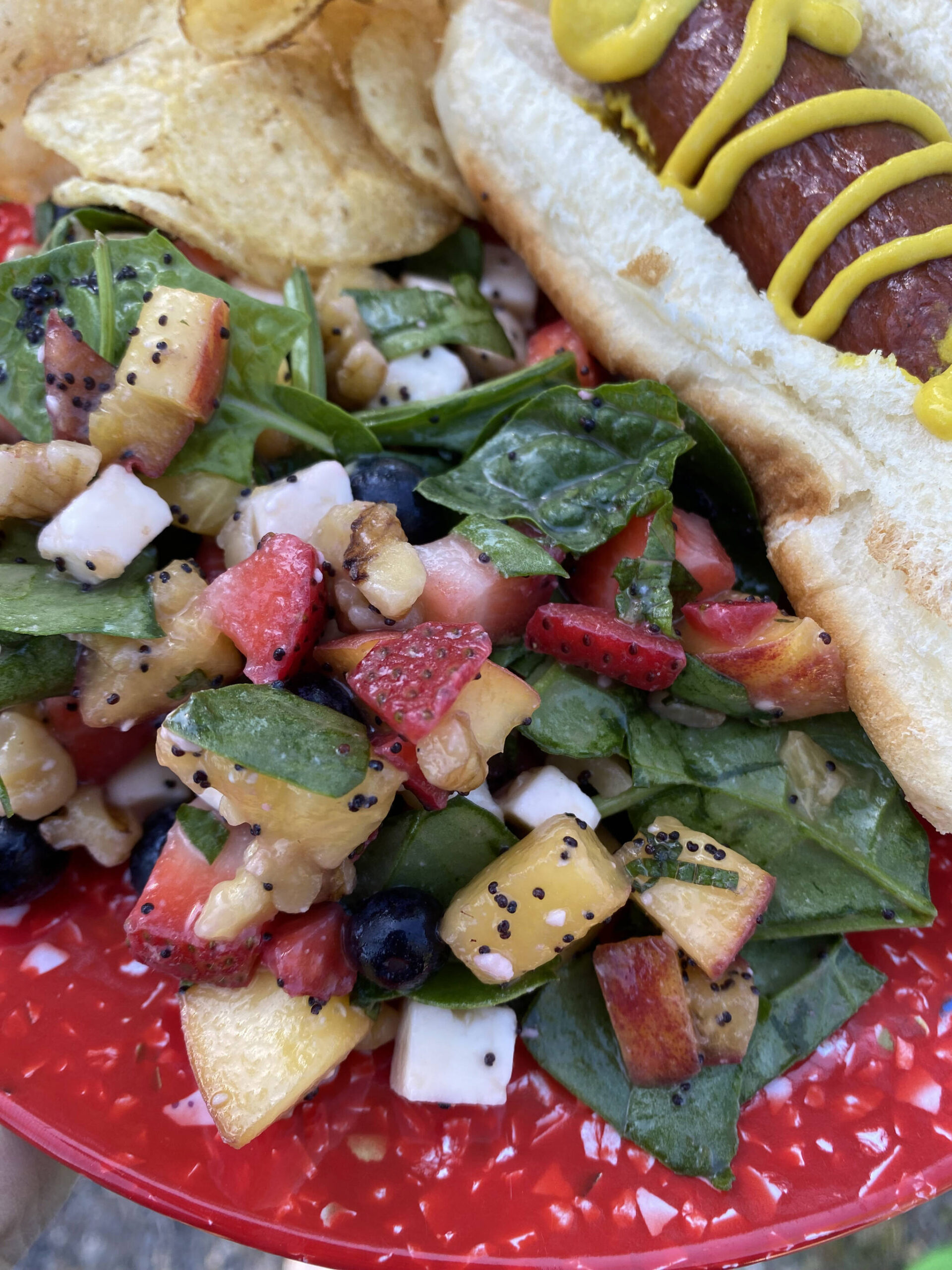 This summer salad is sweet and refreshing, the perfect accompaniment to salty meat and chips. (Photo by Tressa Dale/Peninsula Clarion)