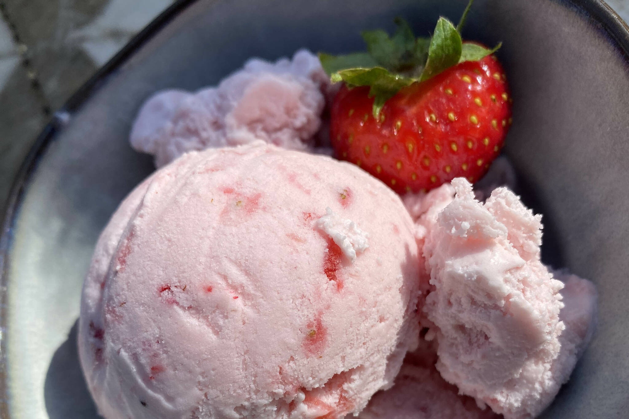 Fresh strawberries will make this ice cream a much more flavorful treat. (Photo by Tressa Dale/Peninsula Clarion)