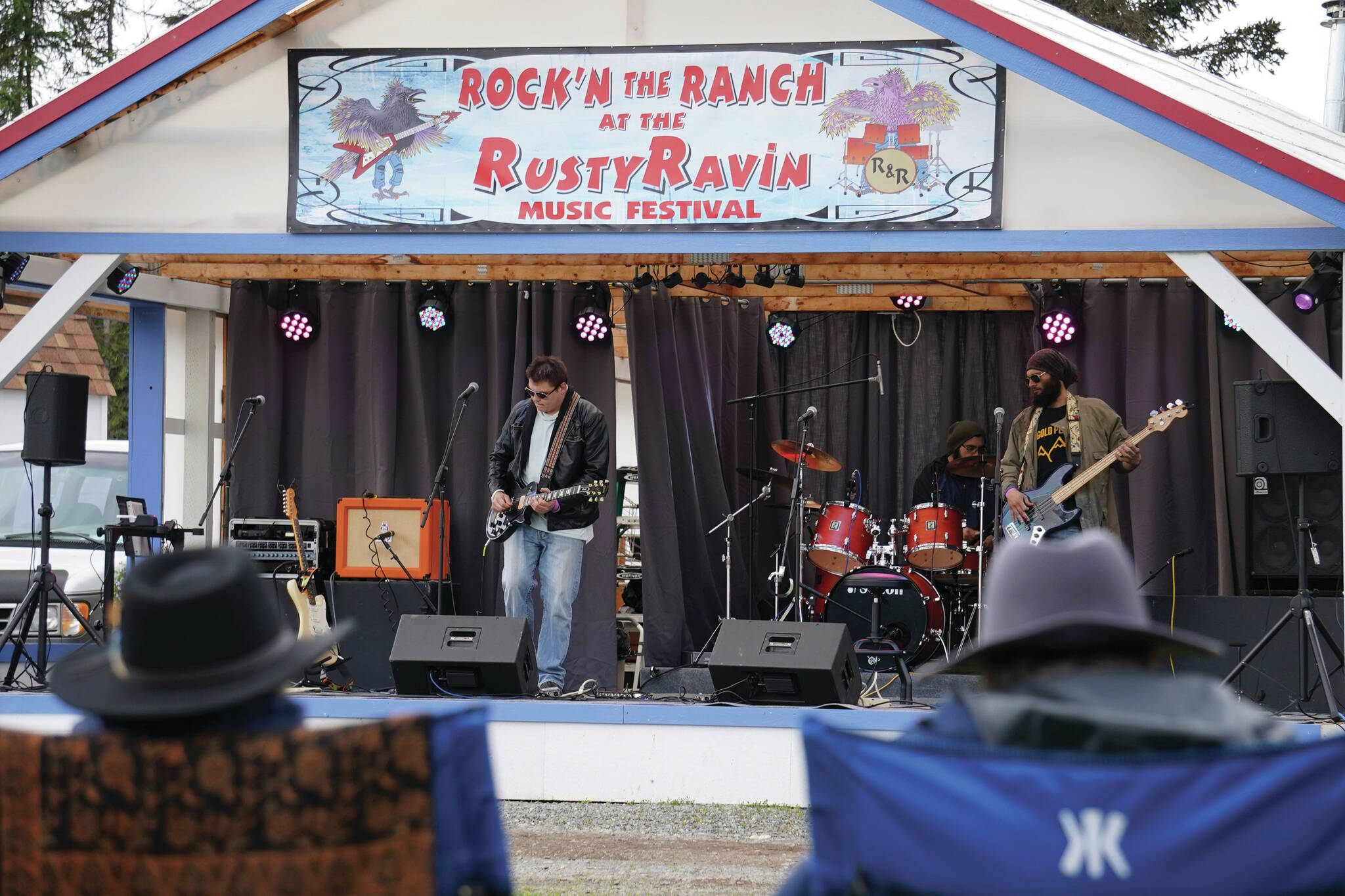 Gold Peak play the opening set of the Seventh Annual Rock’N the Ranch at the Rusty Ravin on Friday, July 7, 2023, at Rusty Ravin Plant Ranch in Kenai, Alaska. (Jake Dye/Peninsula Clarion)
Gold Peak play the opening set of the Seventh Annual Rock’N the Ranch at the Rusty Ravin on Friday, July 7, 2023, at Rusty Ravin Plant Ranch in Kenai. (Jake Dye/Peninsula Clarion)