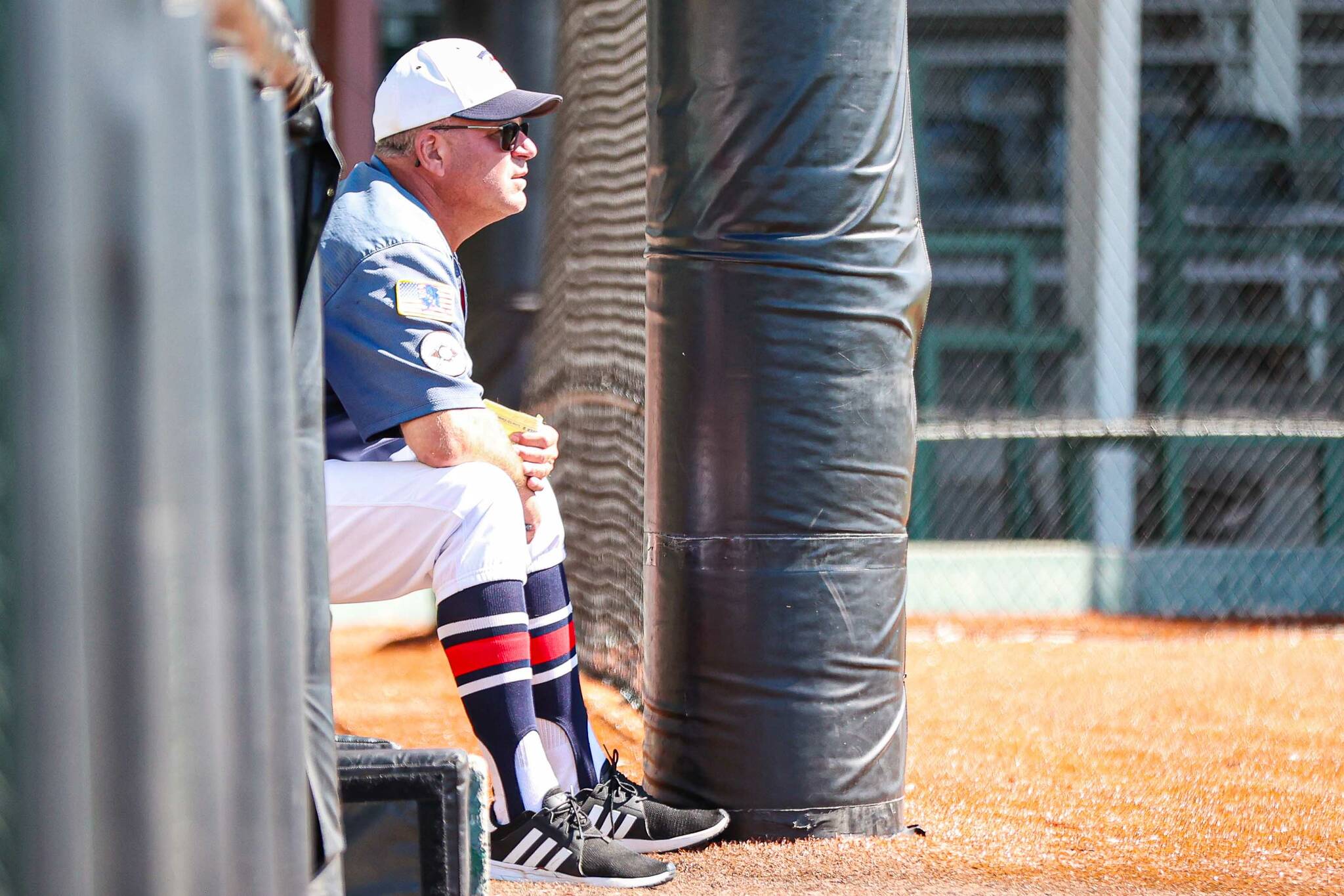 Twins head coach Robb Quelland coaches at the 72nd Alaska Legion Baseball State Tournament over the weekend at Mulcahy Stadium in Anchorage, Alaska. (Photo by Stephanie Burgoon/Alaska Sports Report)