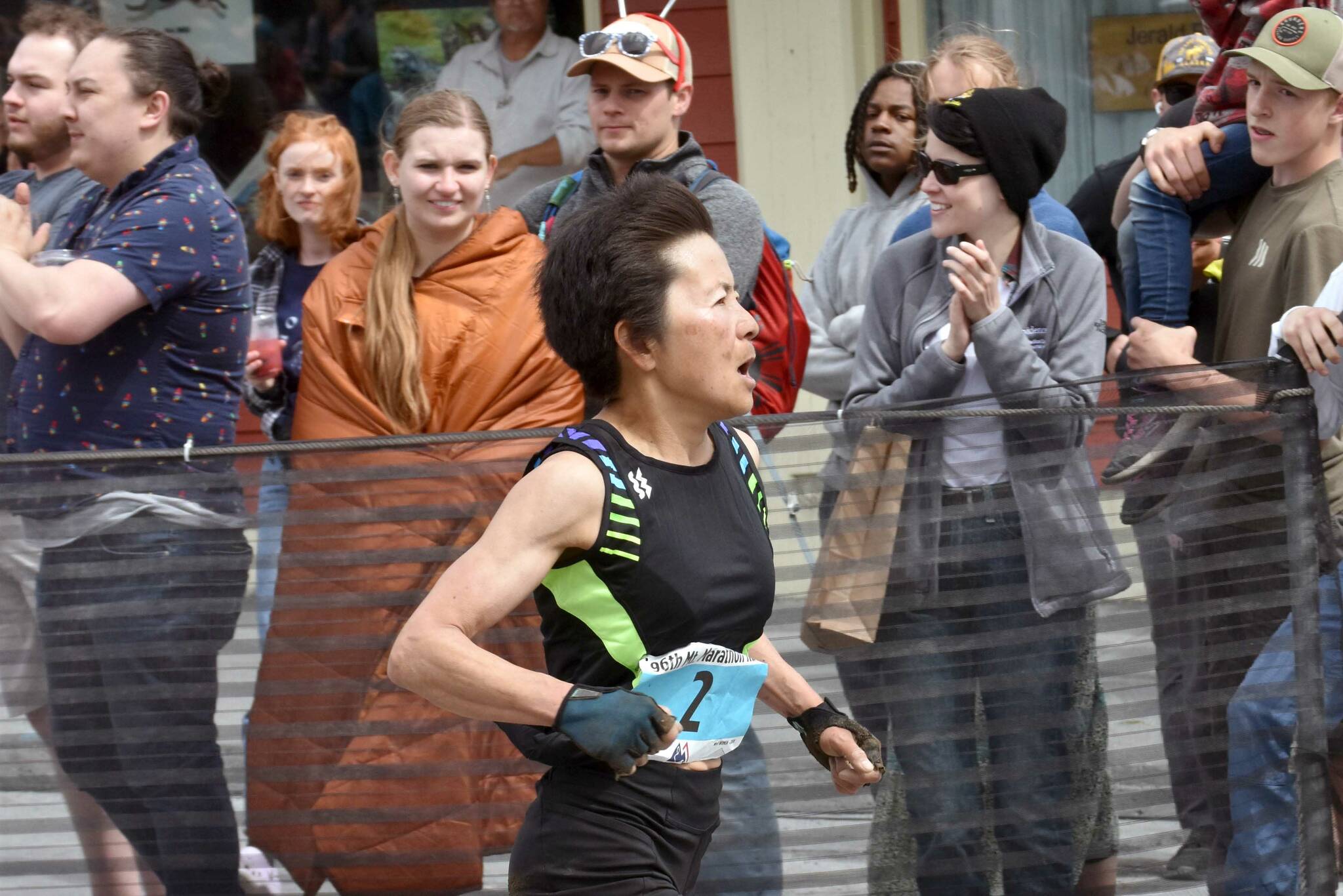 Palmer's Meg Inokuma finishes third in the women's race at the Mount Marathon Race on Thursday, July 4, 2024, in Seward, Alaska. (Photo by Jeff Helminiak/Peninsula Clarion)