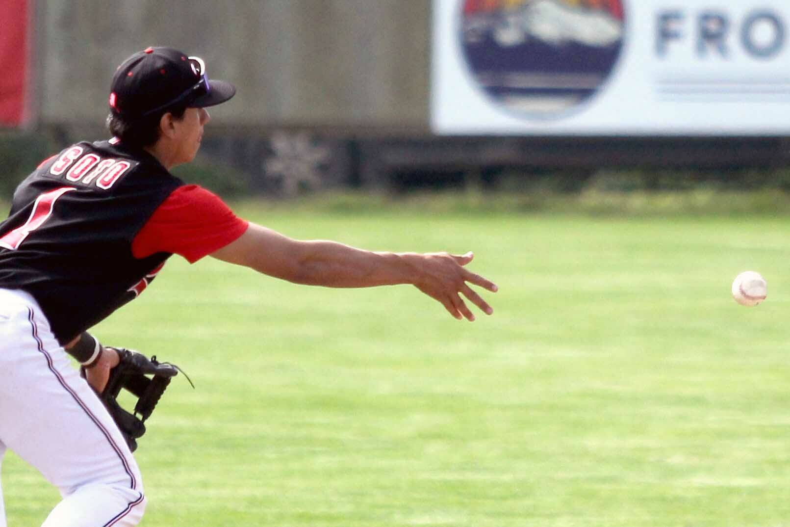 Oilers infielder Petey Soto flips the ball to second during a 6-1 loss to the Mat-Su Miners on Sunday, Aug. 4, 2024, at Hermon Brothers Field in Palmer, Alaska. (Photo by Jeremiah Bartz/Frontiersman)