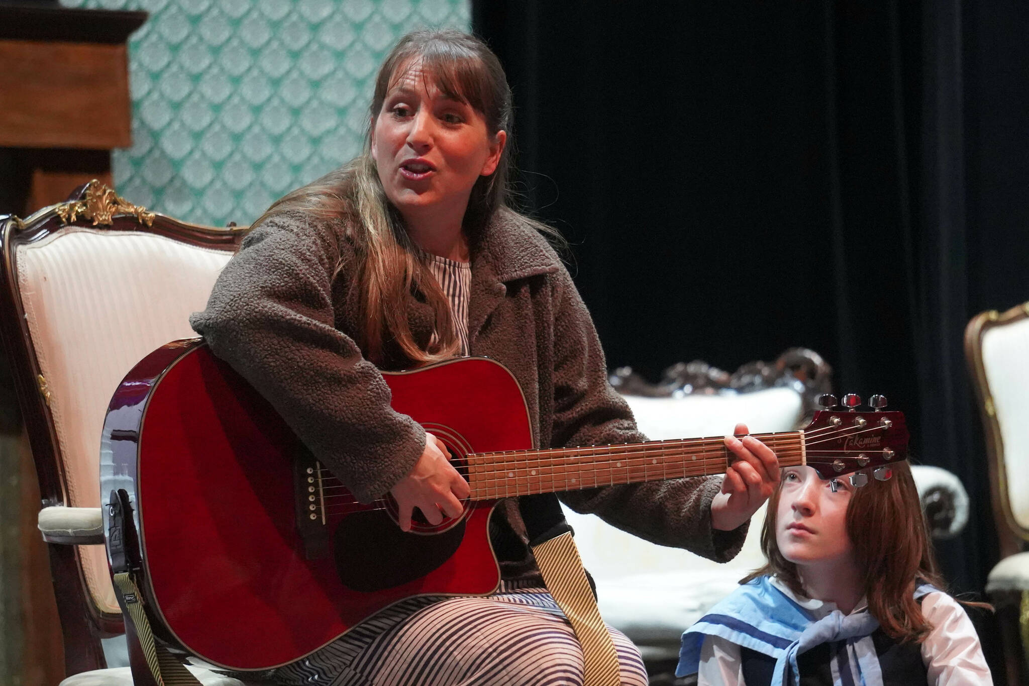 The Triumvirate Theatre’s cast of “The Sound of Music” rehearse at Soldotna High School in Soldotna, Alaska, on Friday, Aug. 2, 2024. (Jake Dye/Peninsula Clarion)