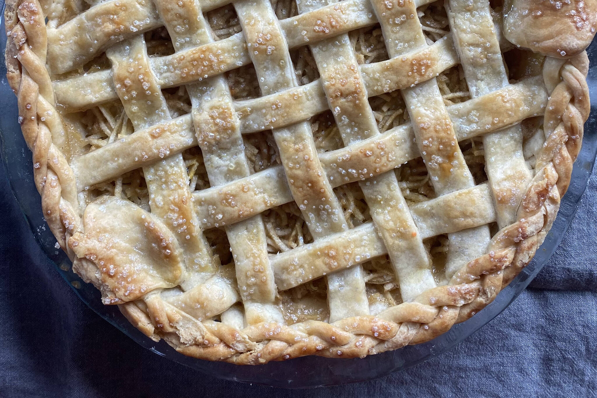 This pie balances tart Granny Smith apples with a buttery brown sugar caramel sauce. (Photo by Tressa Dale/Peninsula Clarion)