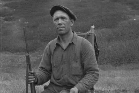 Ole Frostad, pictured here in the 1930s, and his brother Erling lived seasonally and trapped at Tustumena Lake. They also fished commercially in the summers out of Kenai. (Photo courtesy of the Gary Titus Collection)