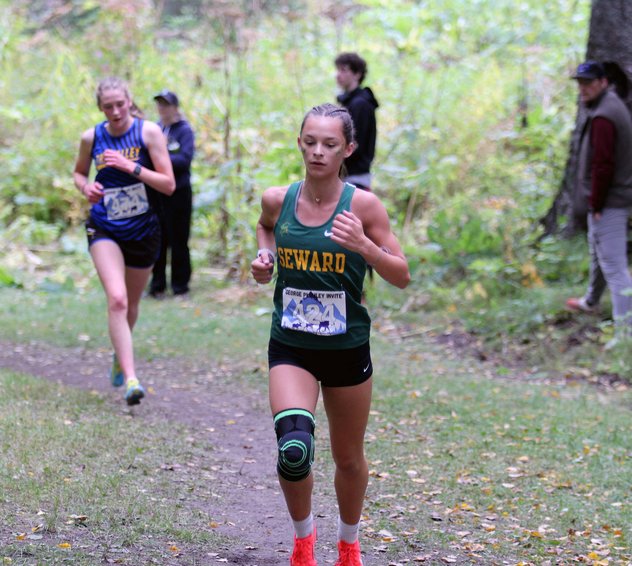 Seward’s Olive Jordan competes at the George Plumley Invite on Saturday, Sept. 7, 2024, at Palmer High School in Palmer, Alaska. (Photo by Jeremiah Bartz/Frontiersman)