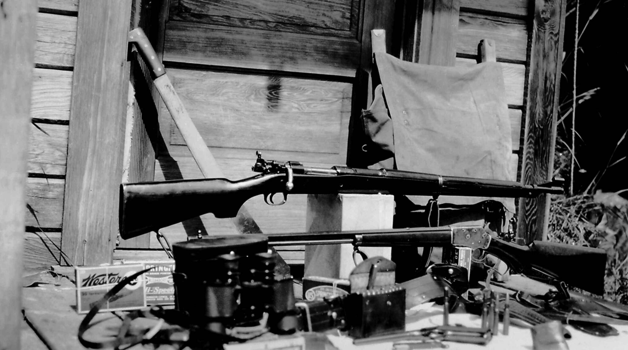 Photo courtesy of the Nutter Family Collection
This is a display of some of the hunting items that Warren Melville Nutter carried when he moved to Alaska in the summer of 1930.