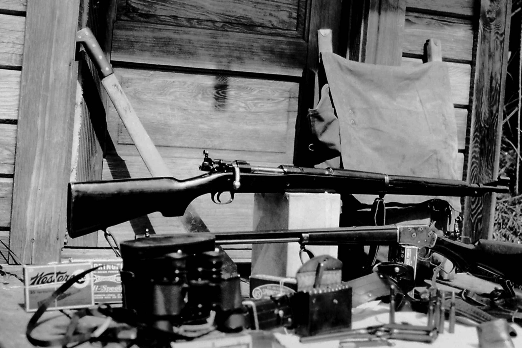 This is a display of some of the hunting items that Warren Melville Nutter carried when he moved to Alaska in the summer of 1930. (Photo courtesy of the Nutter Family Collection)