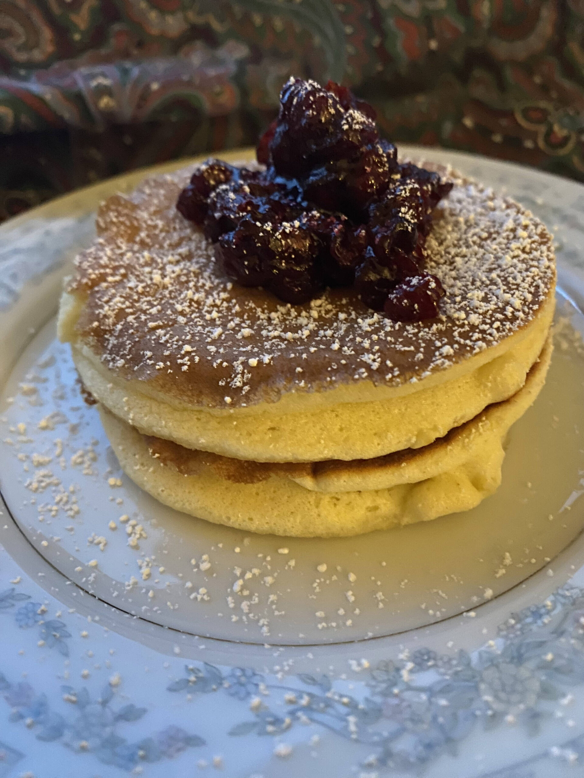 These Japanese-style souffle pancakes are sweet, light and delicate, and taste divine paired with tart cranberry sauce. (Photo by Tressa Dale/Peninsula Clarion)