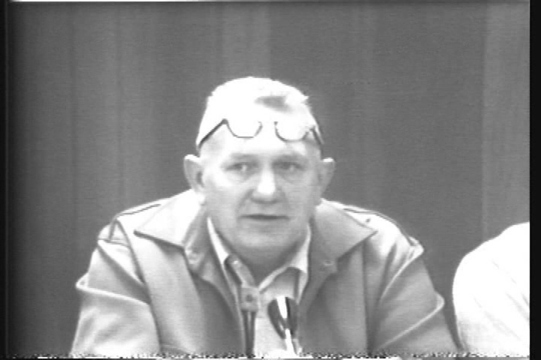 Former Kenai Peninsula Borough mayor Stan Thompson speaks at the first Kenai Peninsula history conference held at Kenai Central High School on Nov. 7-8, 1974, in Kenai, Alaska. Photo provided by Shana Loshbaugh