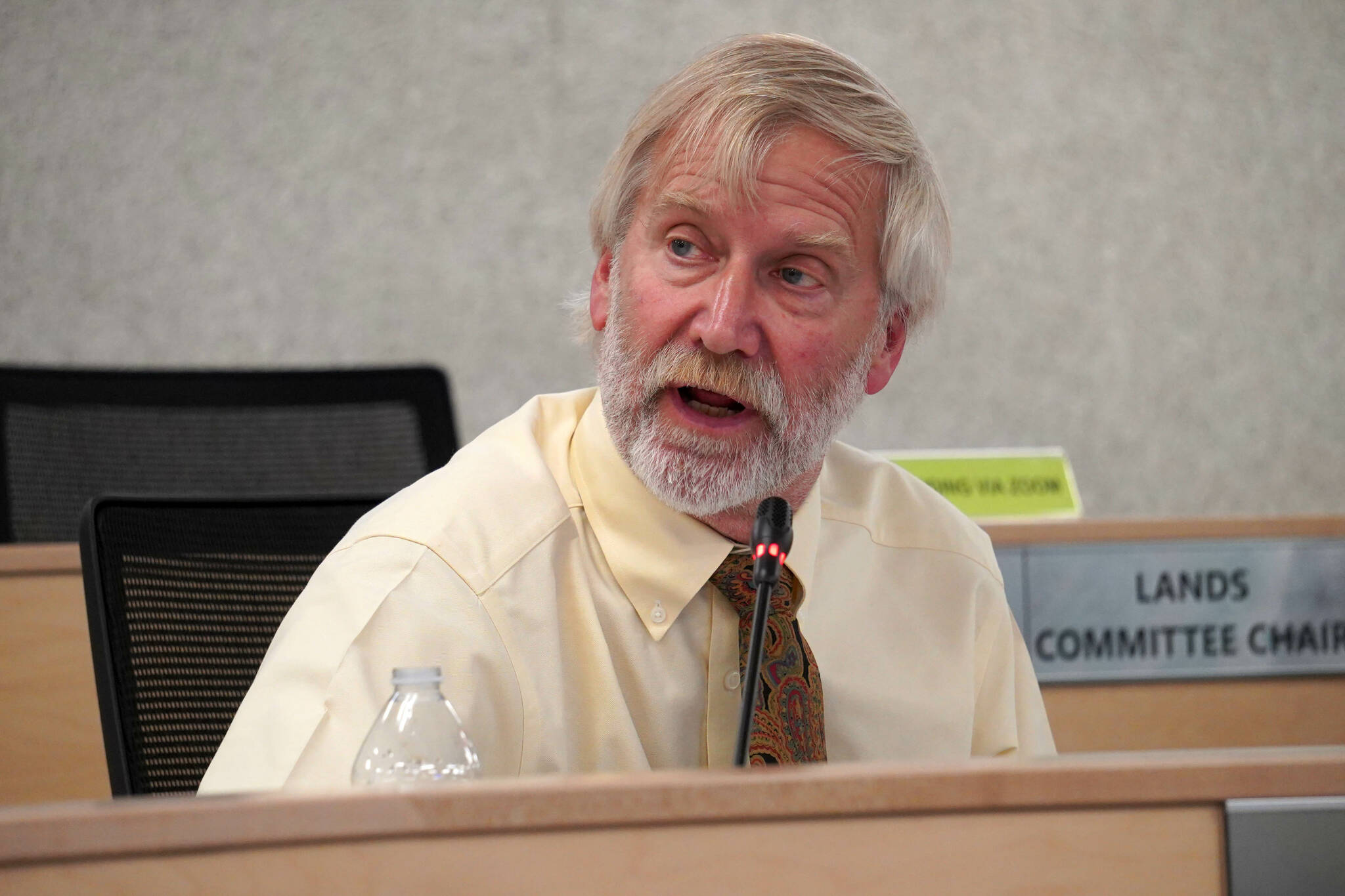 Assembly Member Peter Ribbens speaks during a meeting of the Kenai Peninsula Borough Assembly in Soldotna, Alaska, on Tuesday, June 18, 2024. (Jake Dye/Peninsula Clarion)