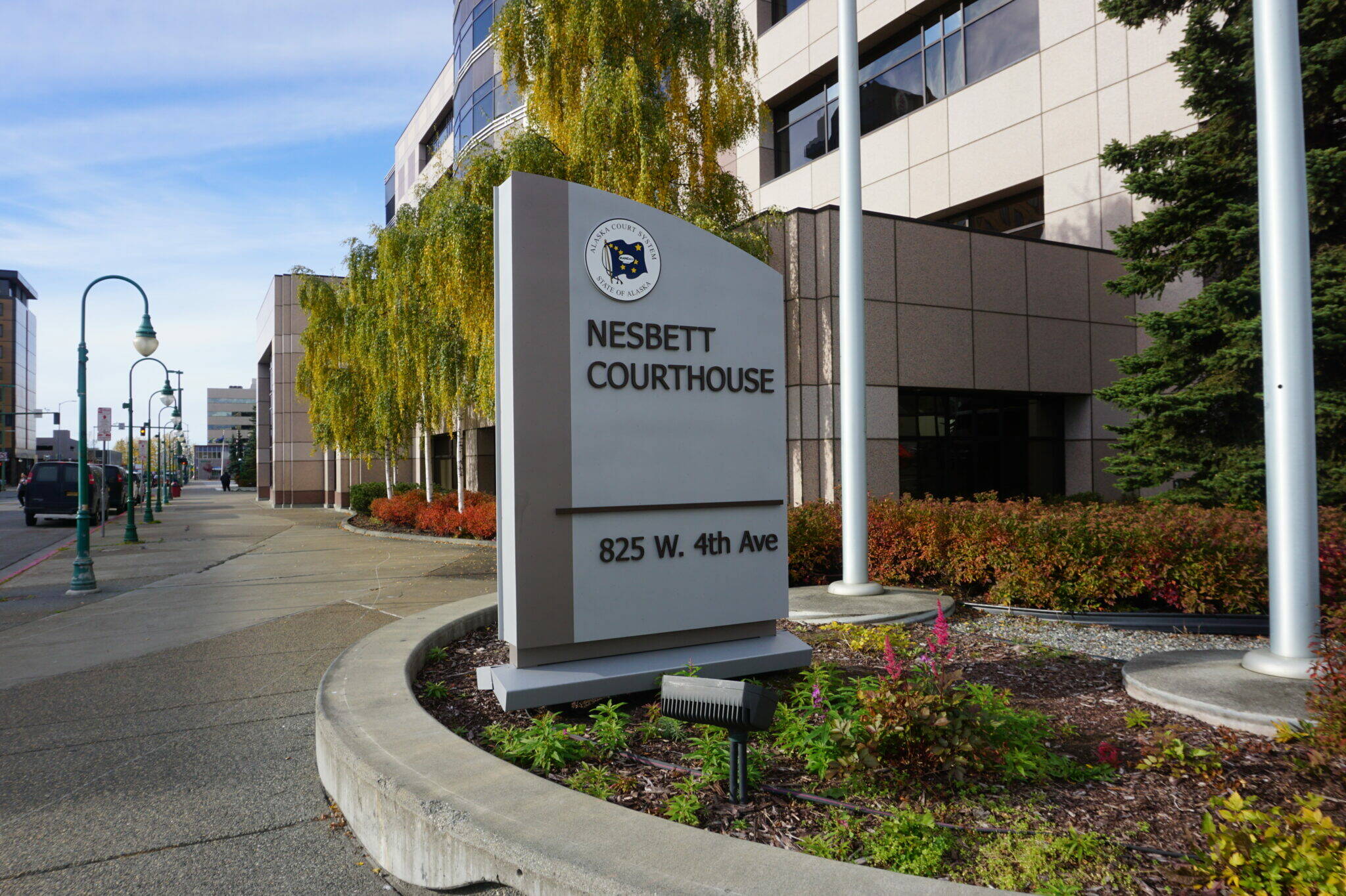 Nesbett Courthouse in downtown Anchorage on Oct. 7, 2024. (Yereth Rosen/Alaska Beacon)