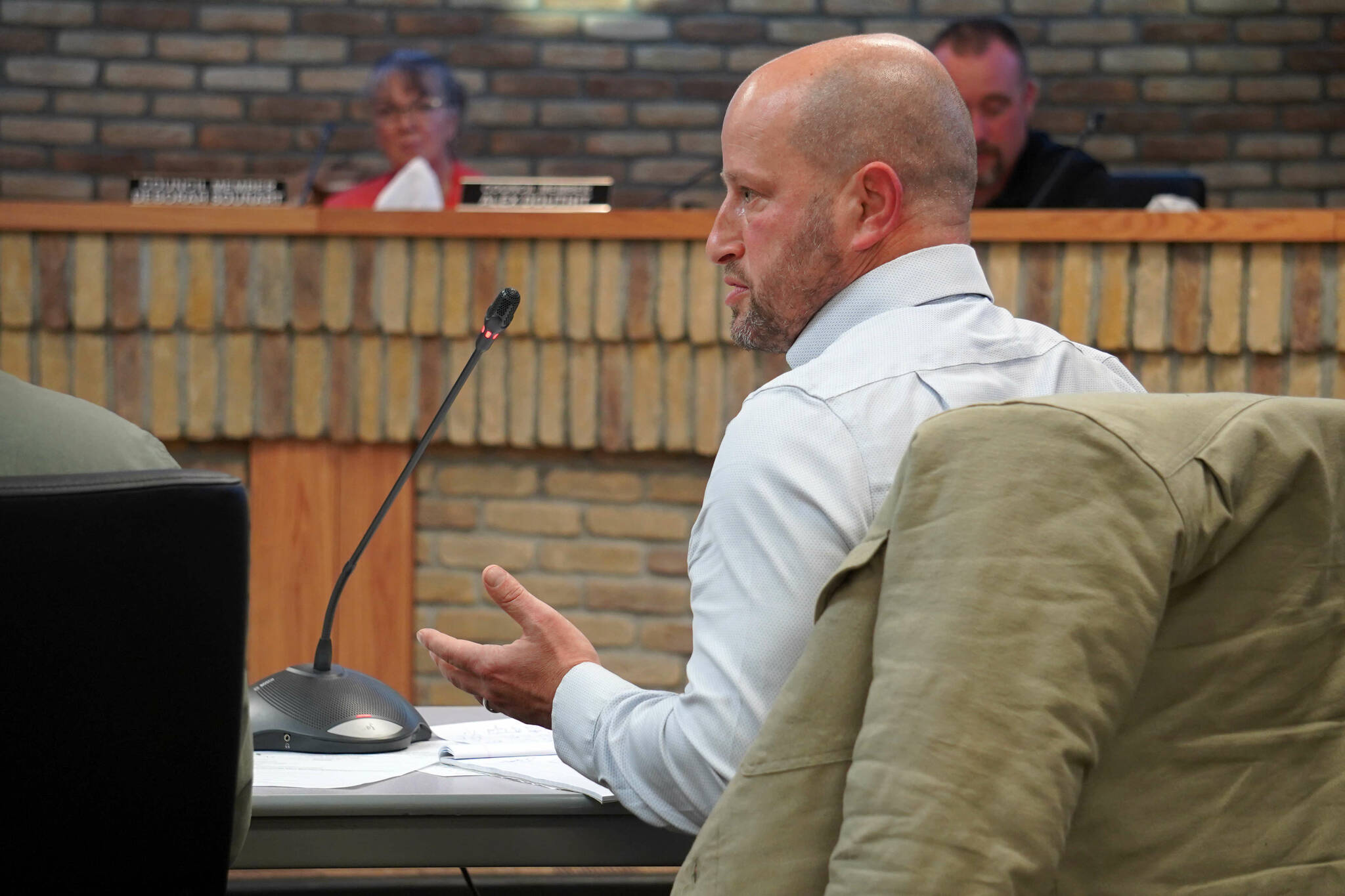 Kenai City Attorney Scott Bloom speaks during a meeting of the Board of Adjustment at Kenai City Hall in Kenai, Alaska, on Oct. 15, 2024. (Jake Dye/Peninsula Clarion)