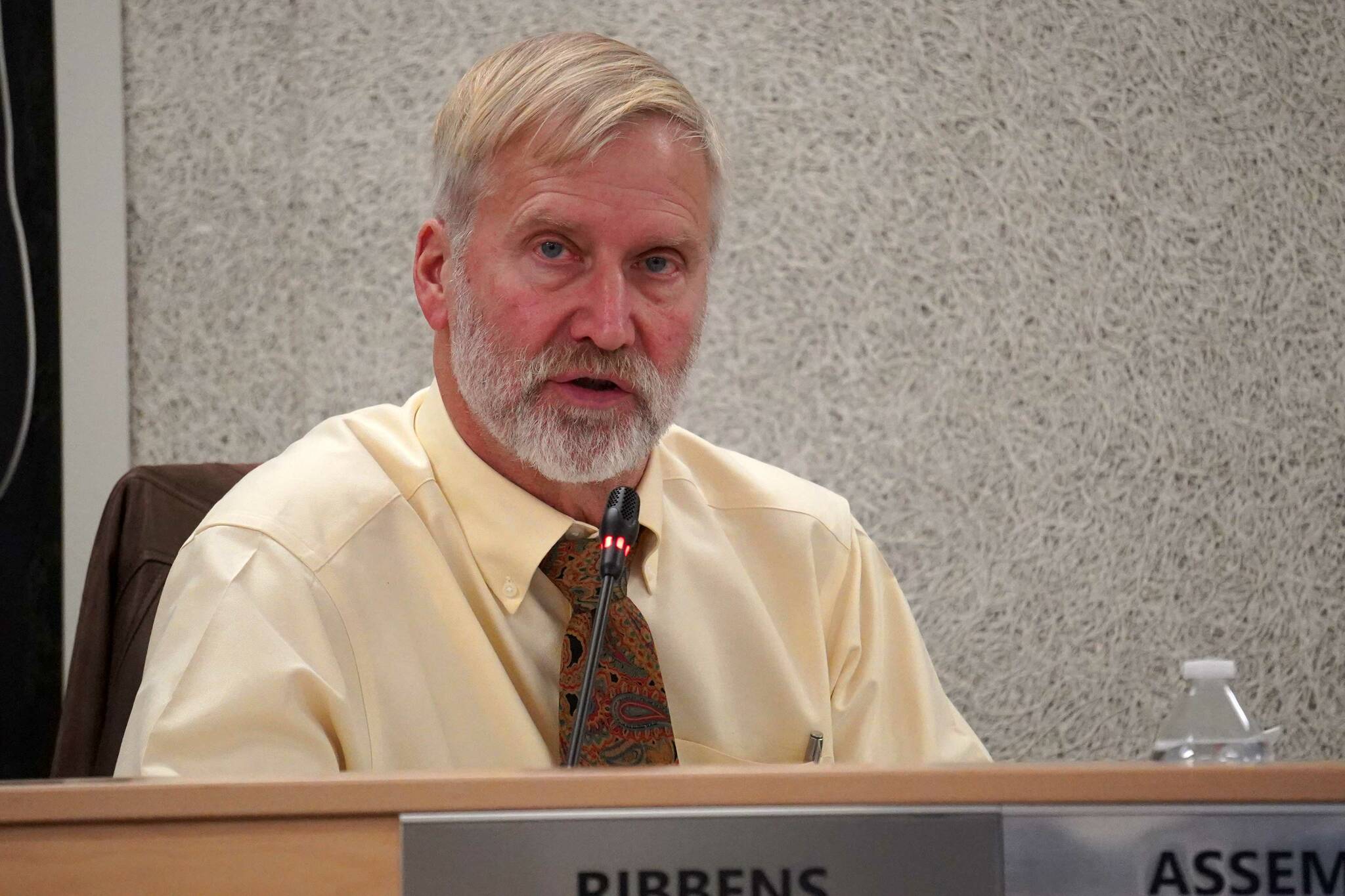 Assembly President Peter Ribbens speaks during a meeting of the Kenai Peninsula Borough Assembly in Soldotna, Alaska, on Tuesday, Dec. 3, 2024. (Jake Dye/Peninsula Clarion)