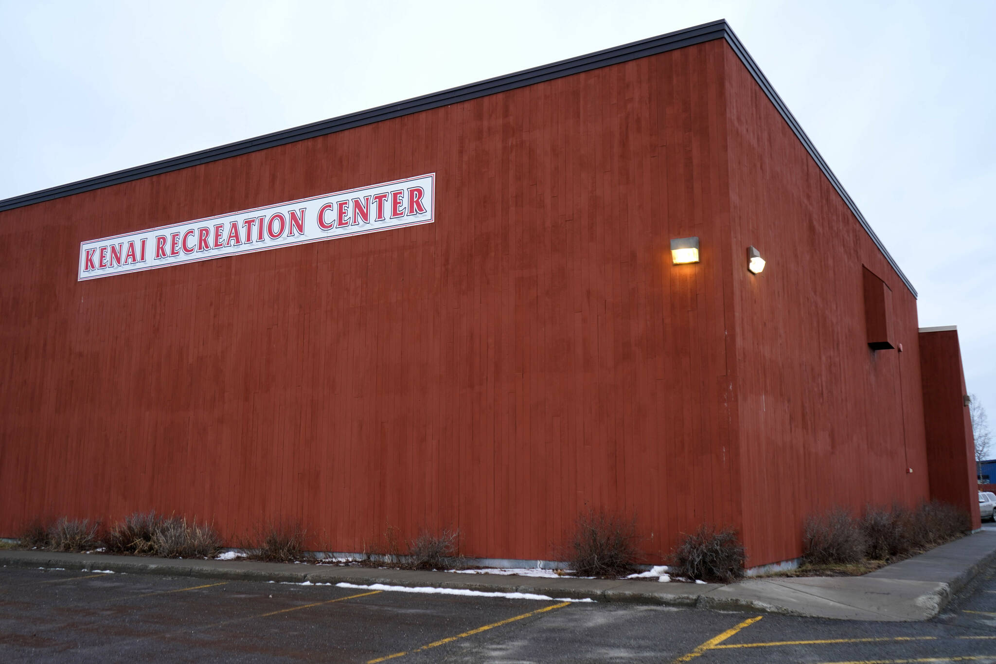 The Kenai Recreation Center stands under overcast skies in Kenai, Alaska, on Monday, Dec. 23, 2024. (Jake Dye/Peninsula Clarion)