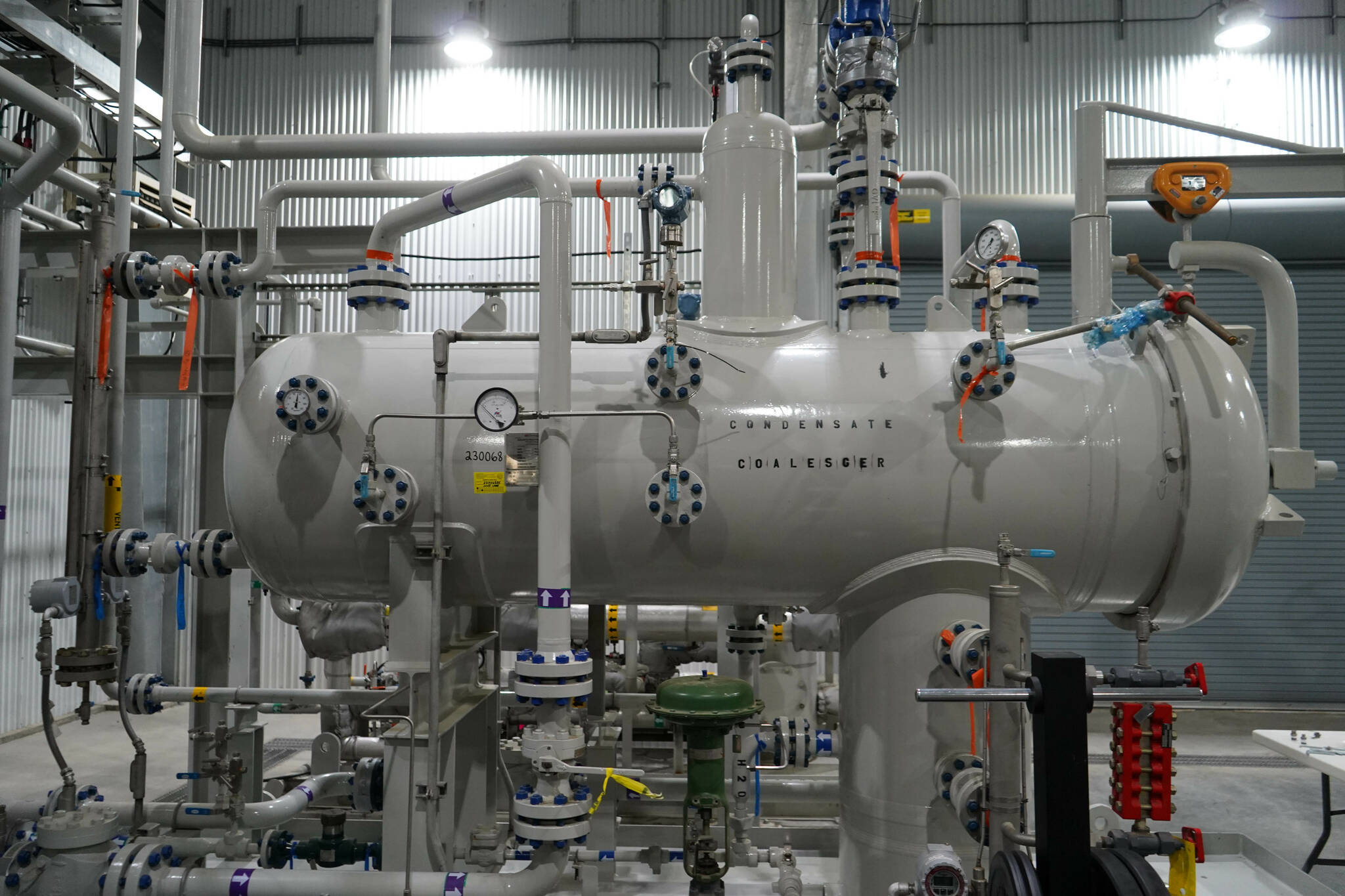 Natural gas processing equipment is seen at Furie Operating Alaska’s central processing facility in Nikiski, Alaska, on Wednesday, July 10, 2024. (Jake Dye/Peninsula Clarion)