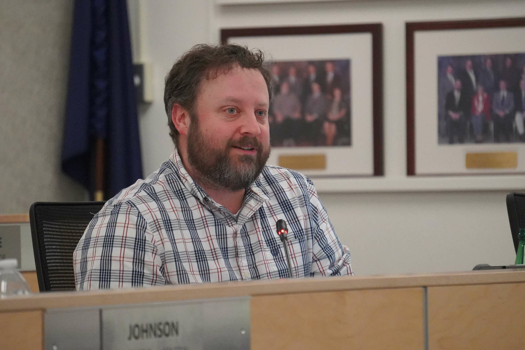 Bill Elam speaks during a meeting of the Kenai Peninsula Borough Assembly in Soldotna, Alaska, on Tuesday, Jan. 7, 2025. (Jake Dye/Peninsula Clarion)