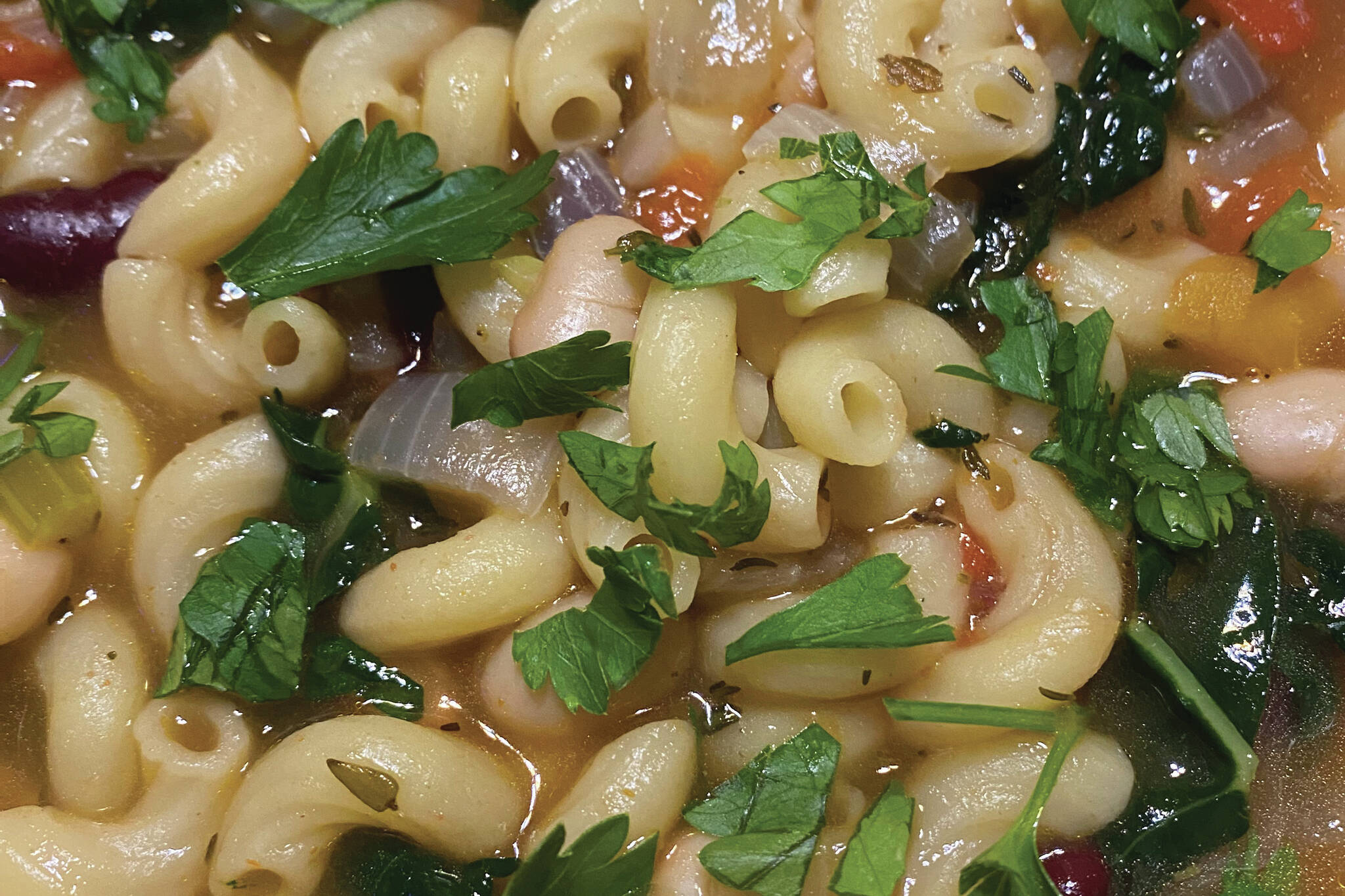 This vegetable minestrone soup is satisfying, nutritious and comes together fast. (Photo by Tressa Dale/Peninsula Clarion)