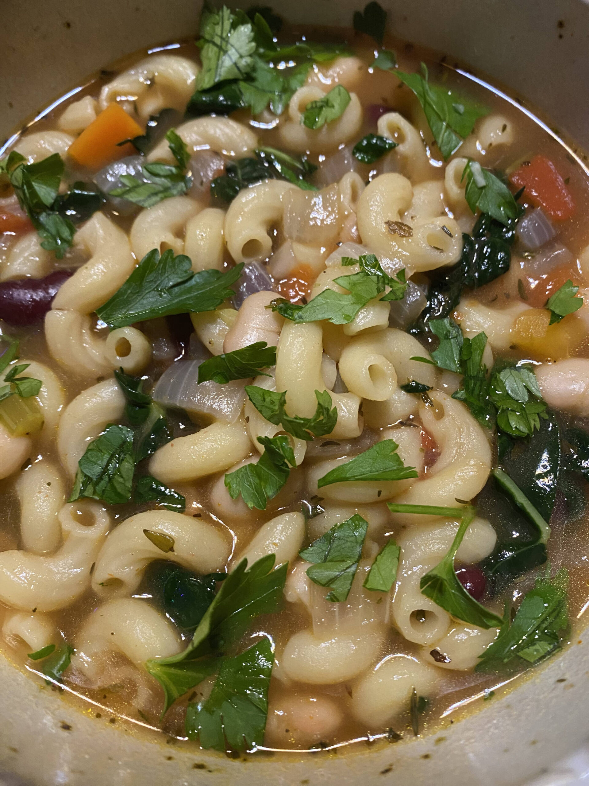 This vegetable minestrone soup is satisfying, nutritious and comes together fast. (Photo by Tressa Dale/Peninsula Clarion)