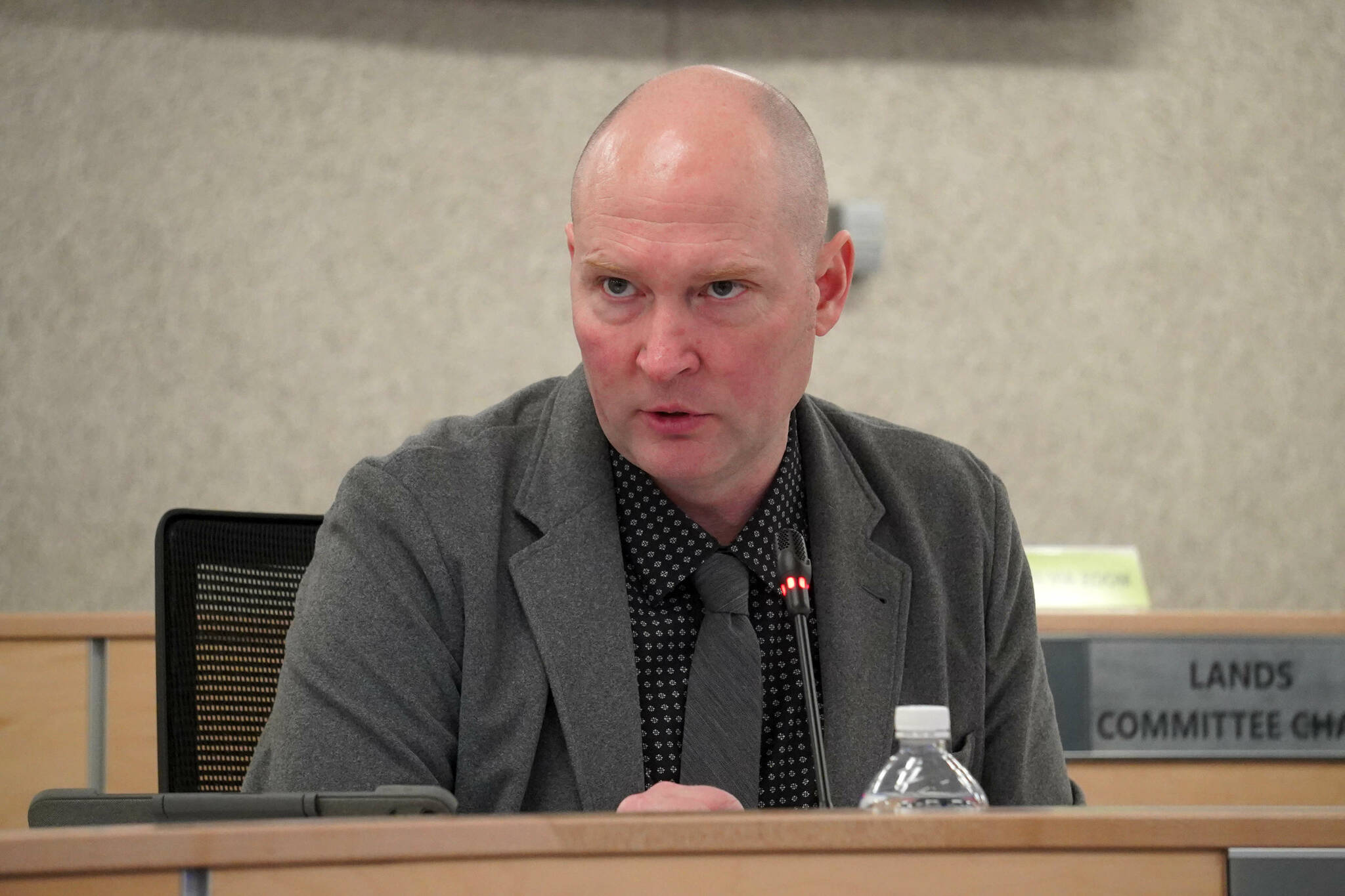 Ryan Tunseth speaks during a meeting of the Kenai Peninsula Borough Assembly in Soldotna, Alaska, on Dec. 3, 2024. (Jake Dye/Peninsula Clarion)