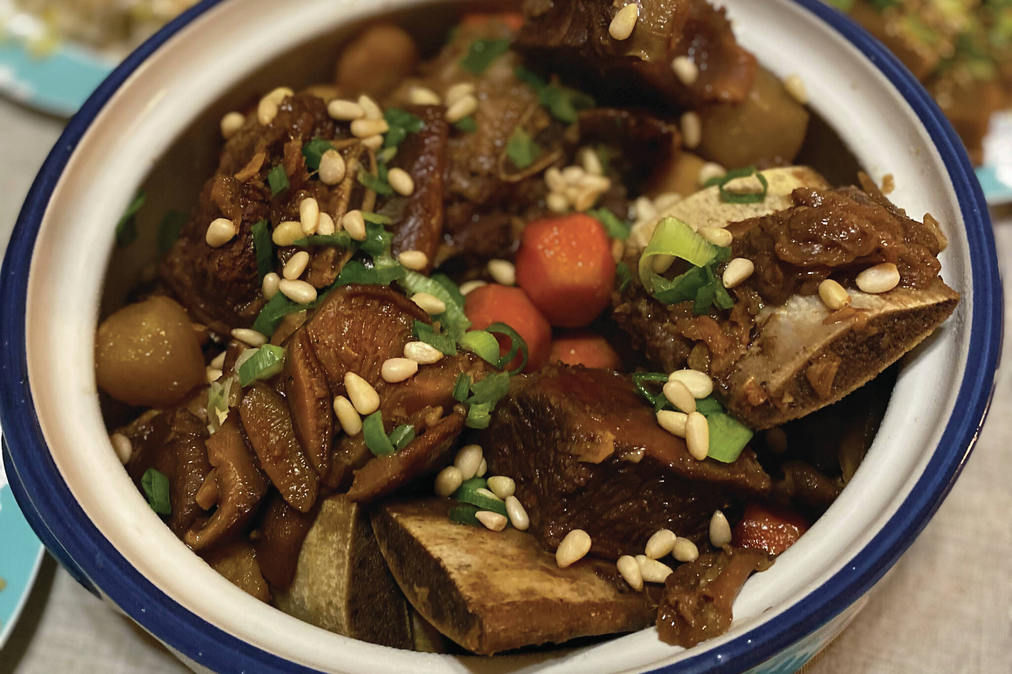 Galbi jjim, or braised beef short ribs, are prepared for lunar new year and celebrate the year of the snake. (Photo by Tressa Dale/Peninsula Clarion)